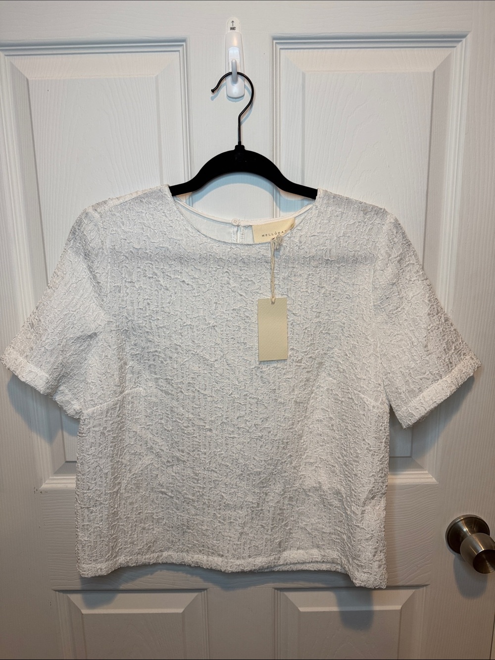 White Melloday Textured Short Sleeve Top - Women